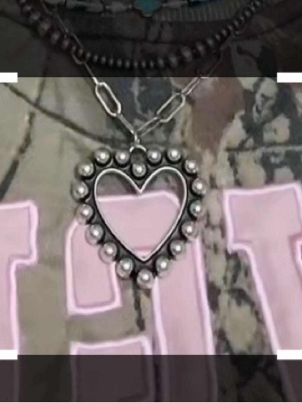 ISO……Sterling Silver Heart Pendant Necklace with Beaded Edge
